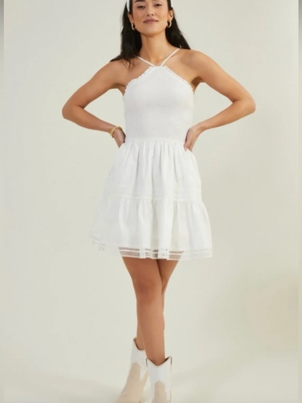 White Racerback Sundress - Picture 1 of 5
